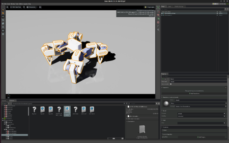 Quadruped locomotion assembly simulated in NVIDIA Isaac Sim